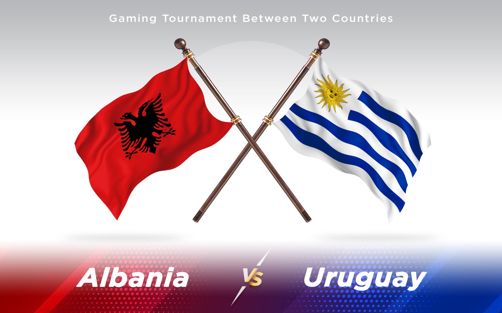 Albania versus Uruguay Two Countries Flags - Illustration