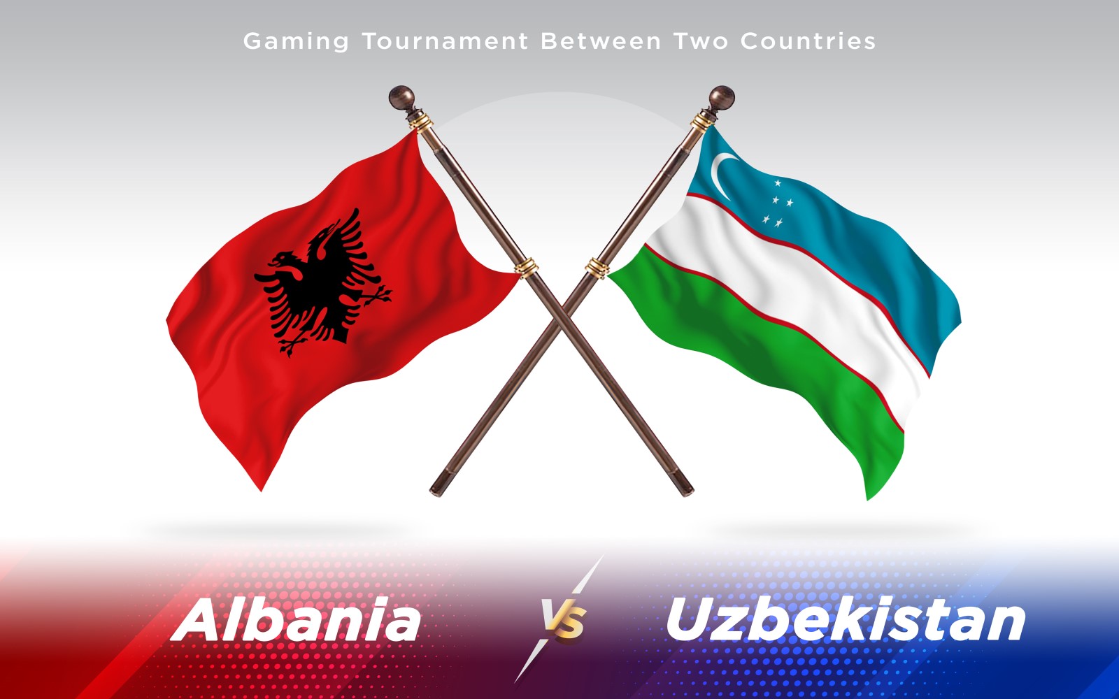 Albania versus Uzbekistan Two Countries Flags - Illustration
