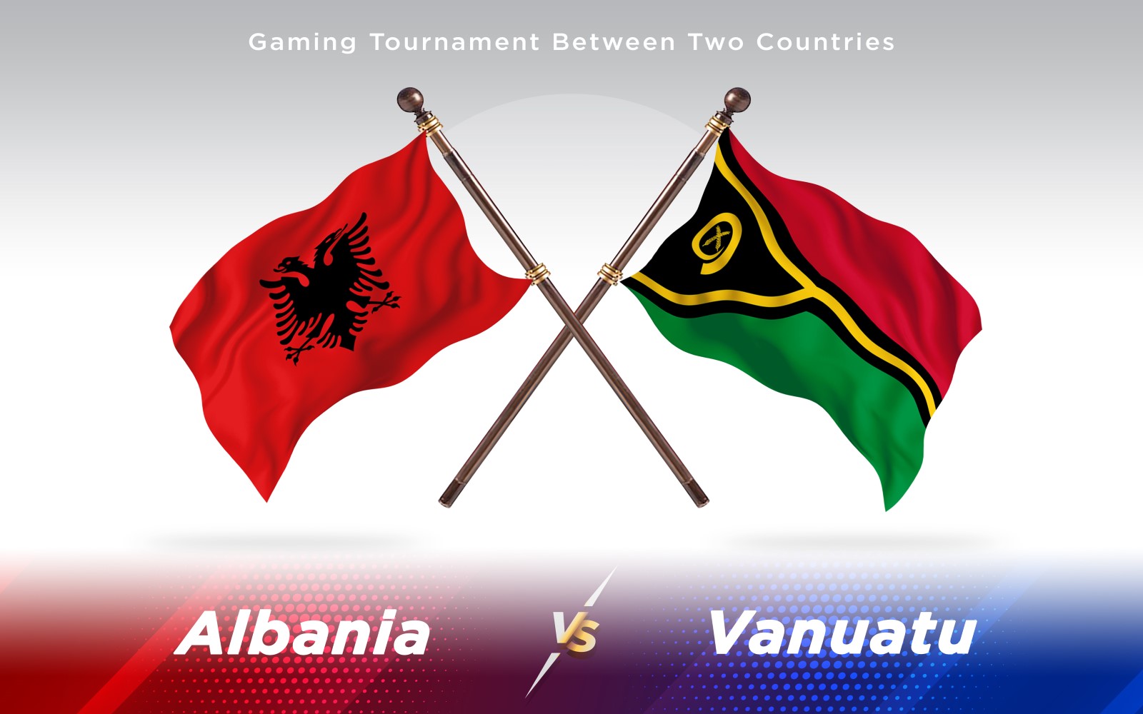 Albania versus Vanuatu Two Countries Flags - Illustration