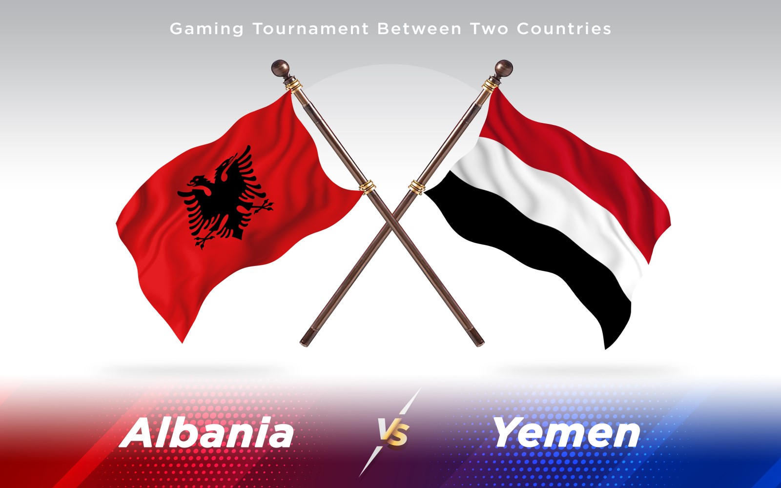 Albania versus Yemen Two Countries Flags - Illustration