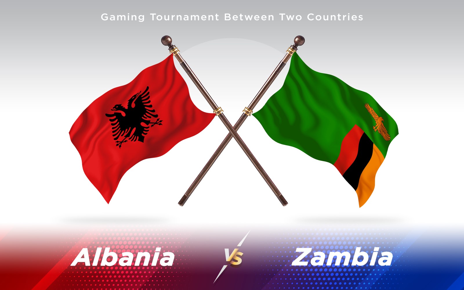 Albania versus Zambia Two Countries Flags - Illustration