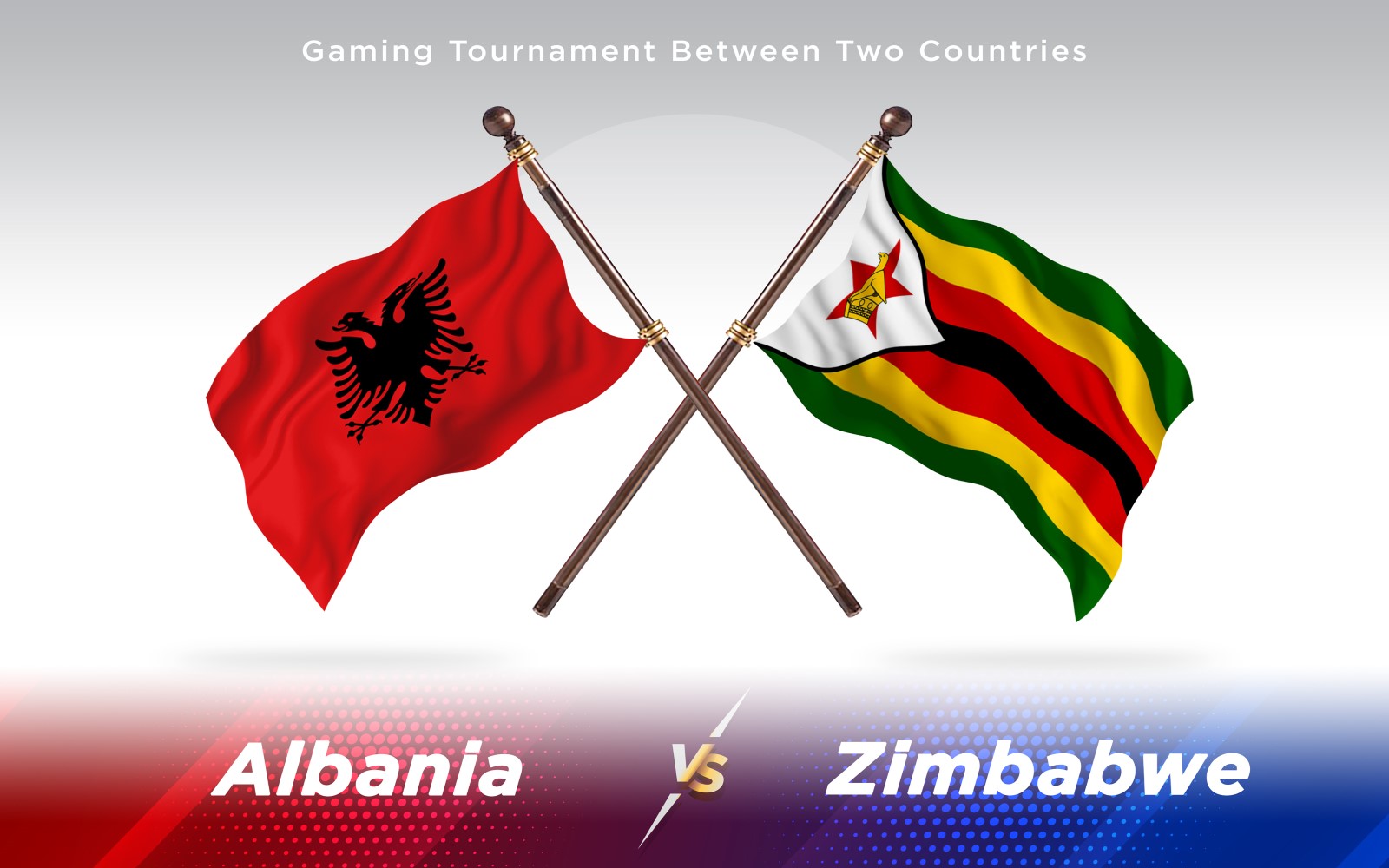 Albania versus Zimbabwe Two Countries Flags - Illustration