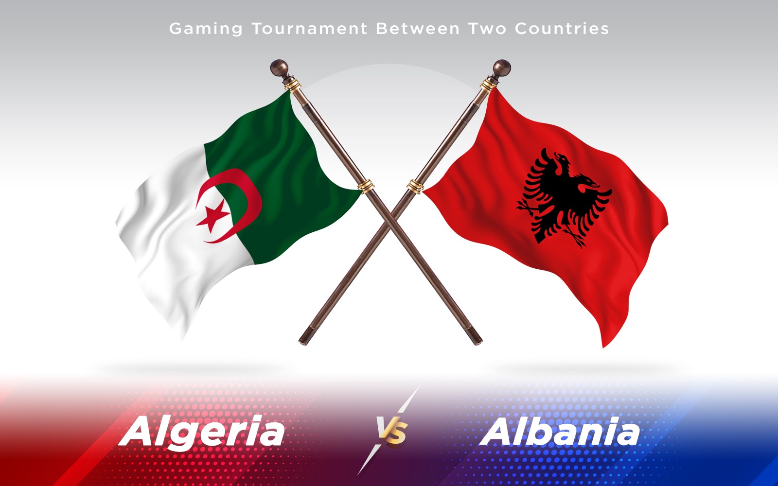 Algeria versus Albania Two Countries Flags - Illustration