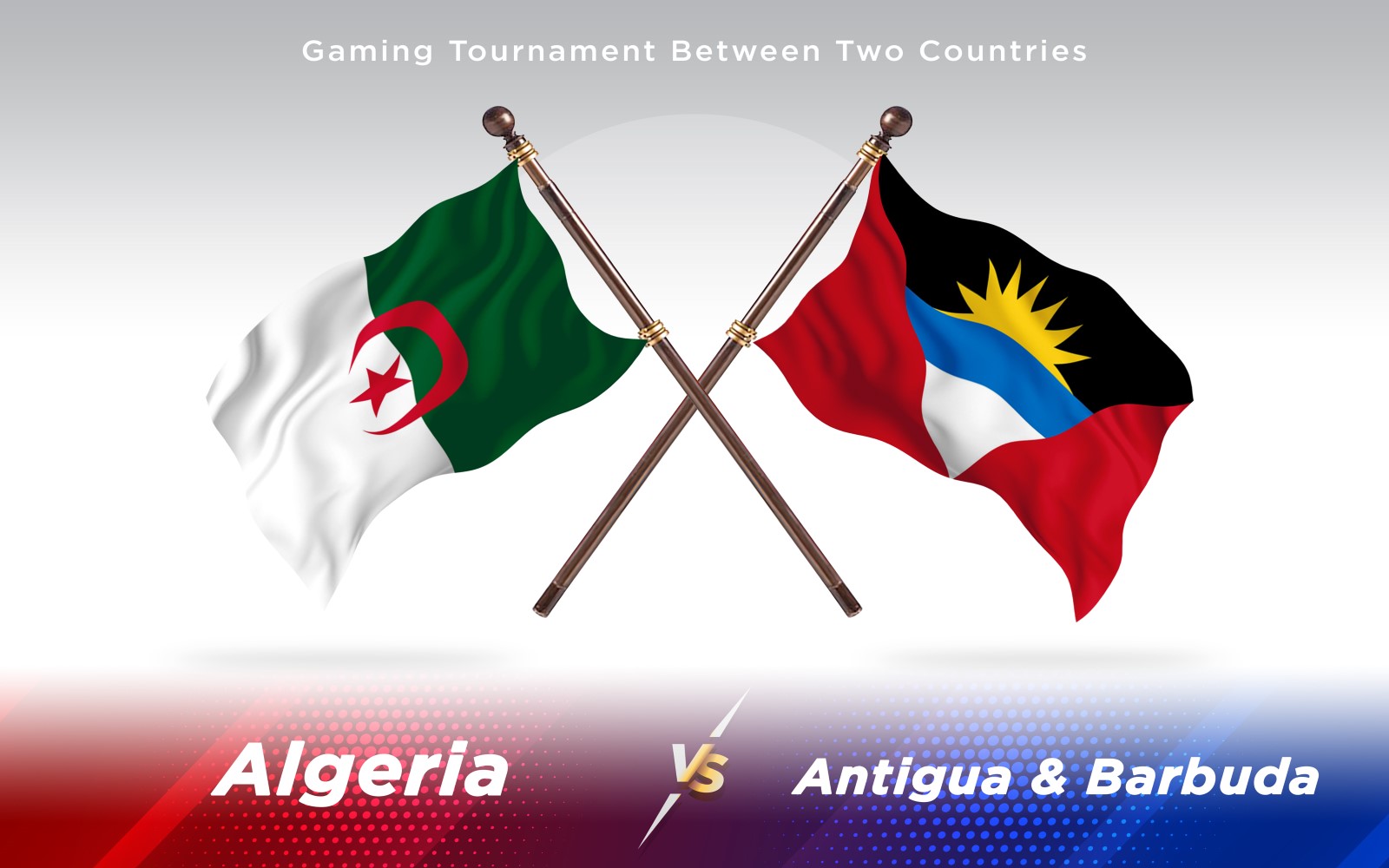 Algeria versus Antigua & Barbuda Two Countries Flags - Illustration