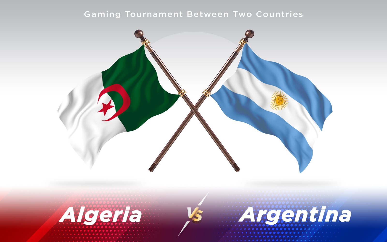 Algeria versus Argentina Two Countries Flags - Illustration