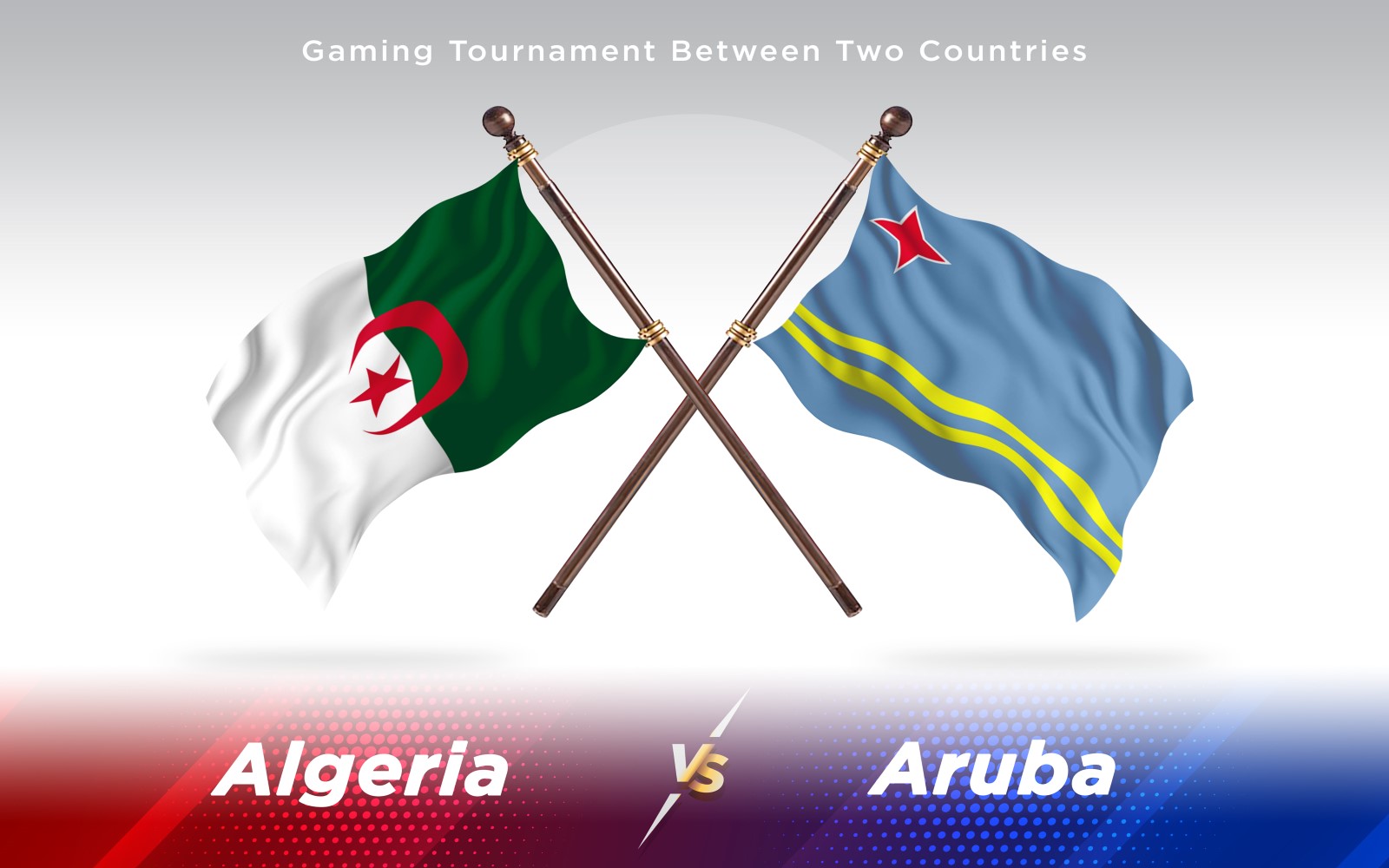Algeria versus Aruba Two Countries Flags - Illustration