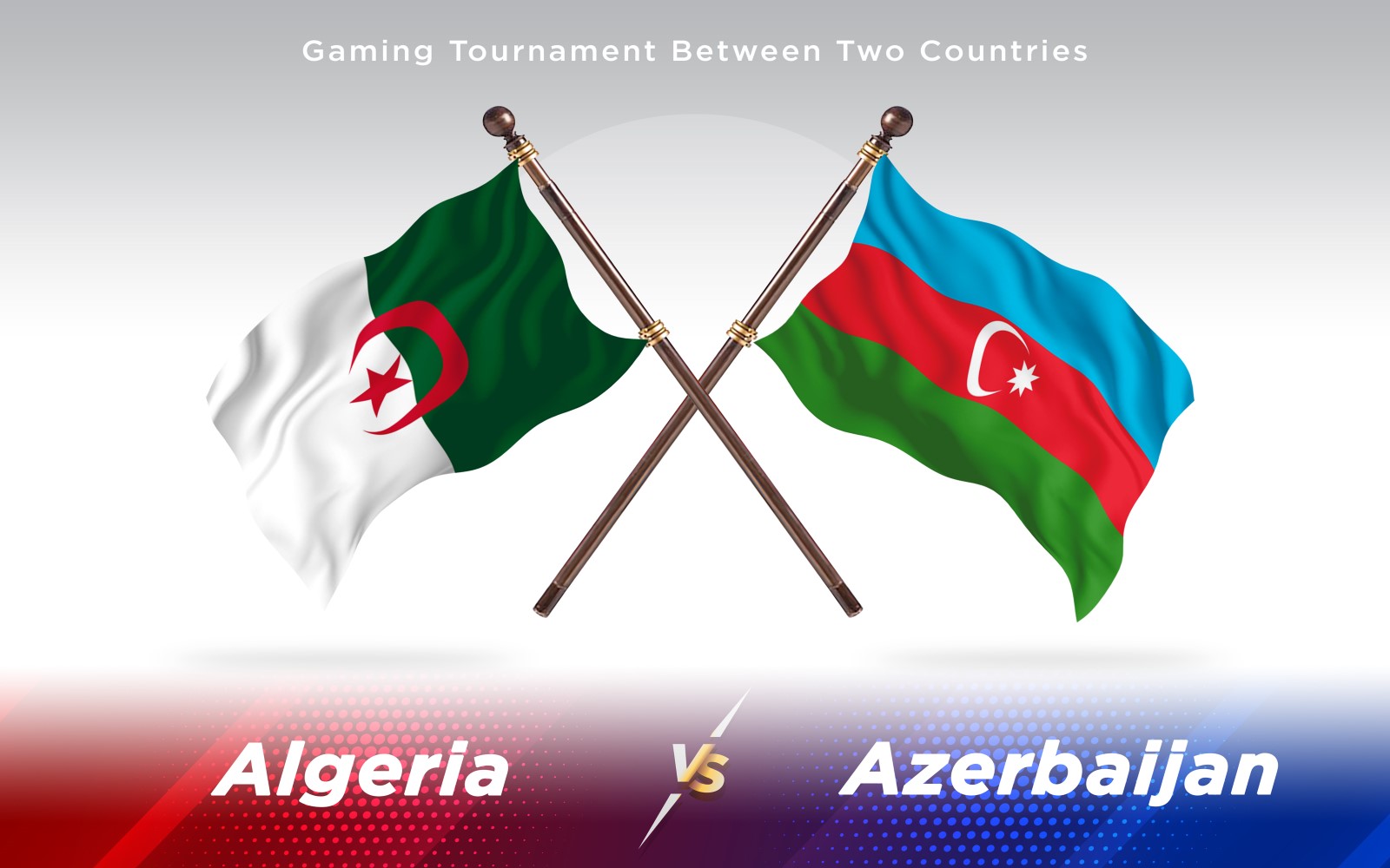 Algeria versus Azerbaijan Two Countries Flags - Illustration
