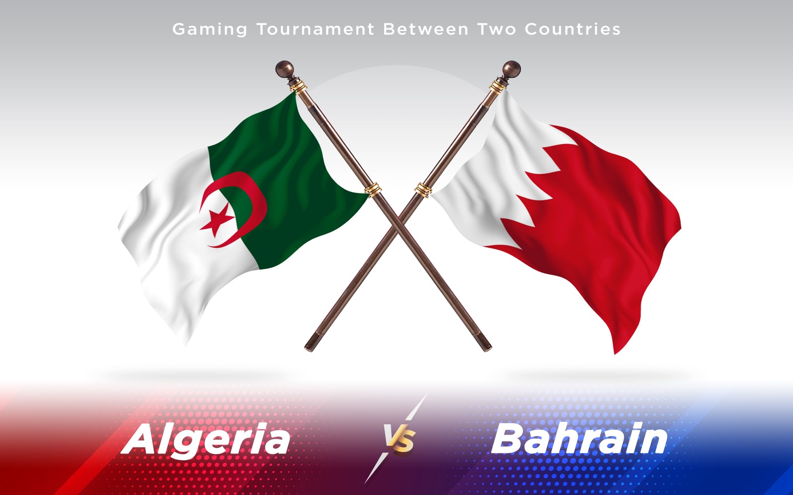 Algeria versus Bahrain Two Countries Flags - Illustration