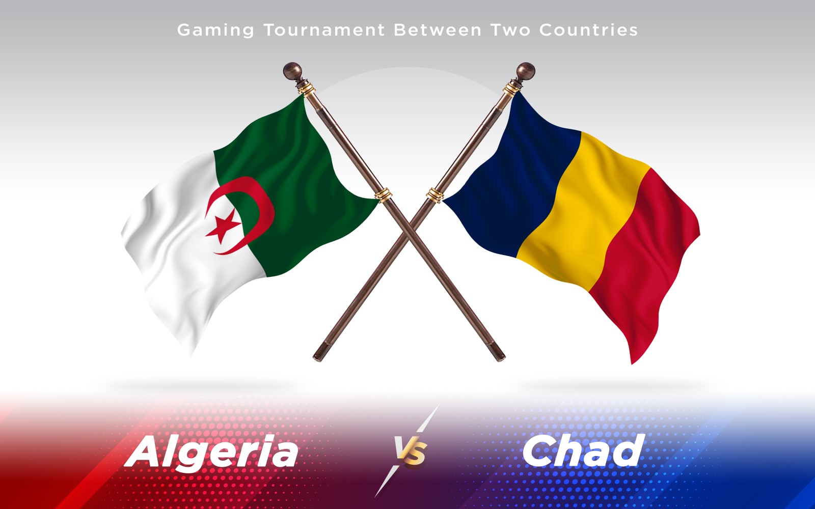 Algeria versus Chad Two Countries Flags - Illustration
