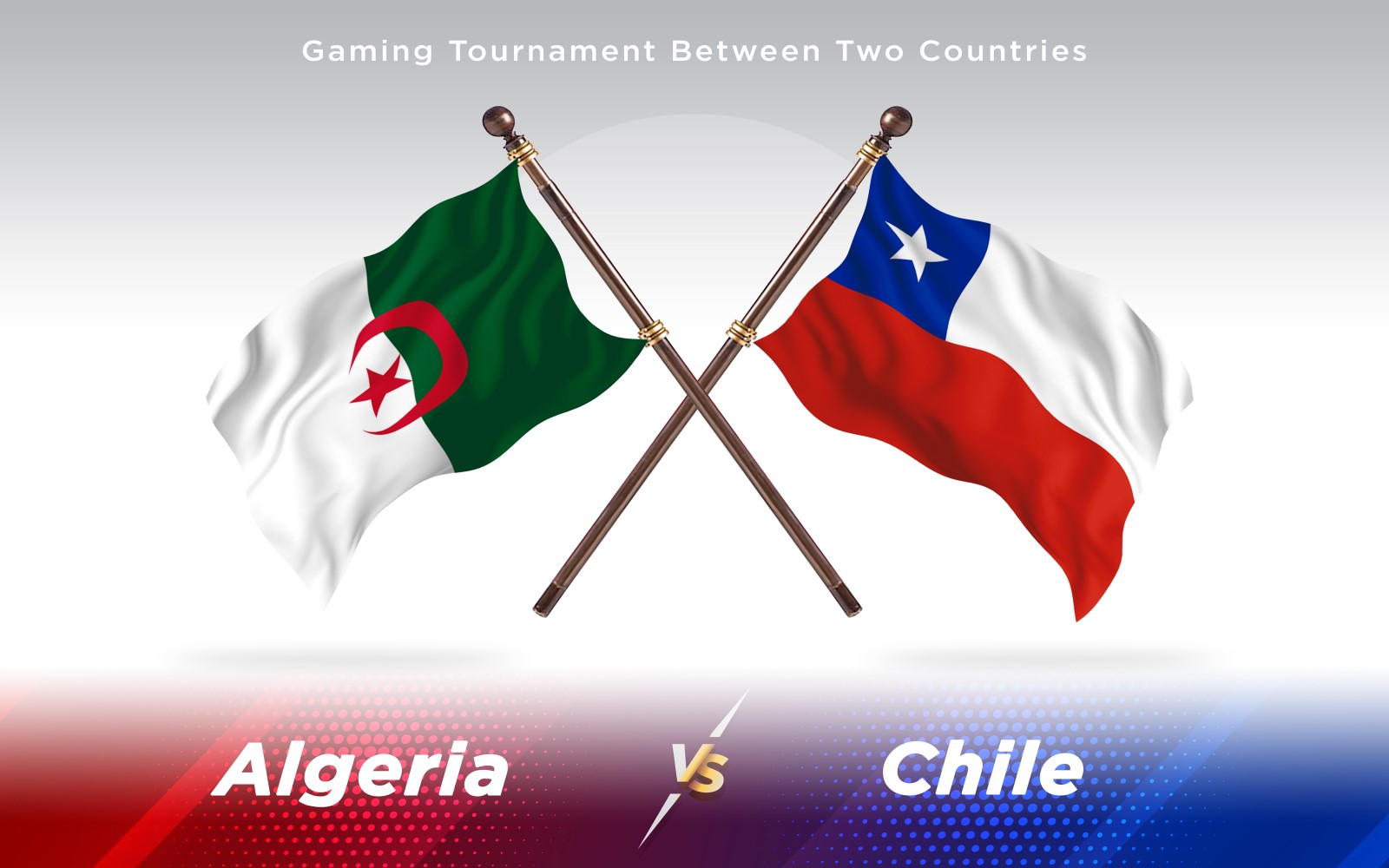 Algeria versus Chile Two Countries Flags - Illustration