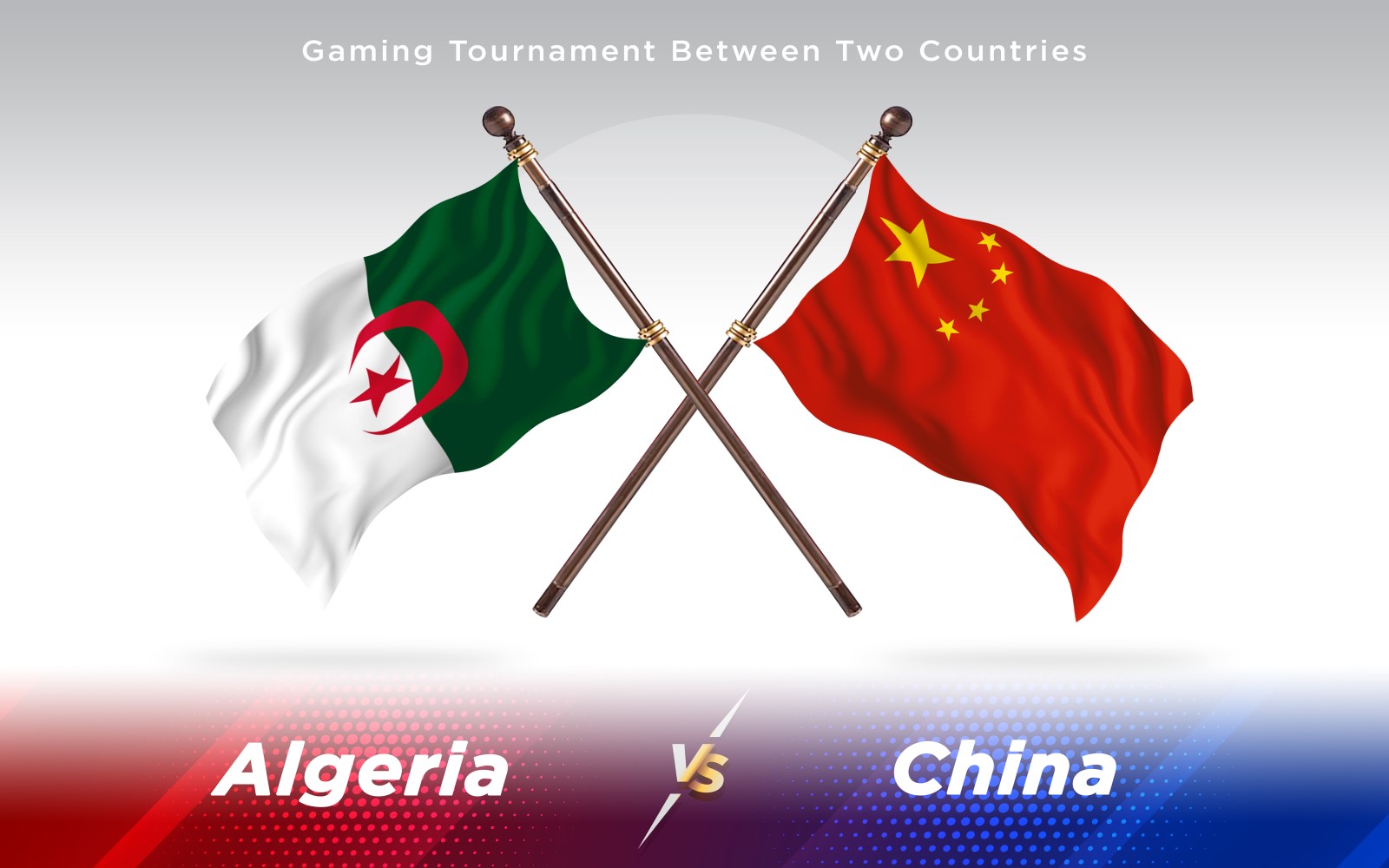 Algeria versus China Two Countries Flags - Illustration