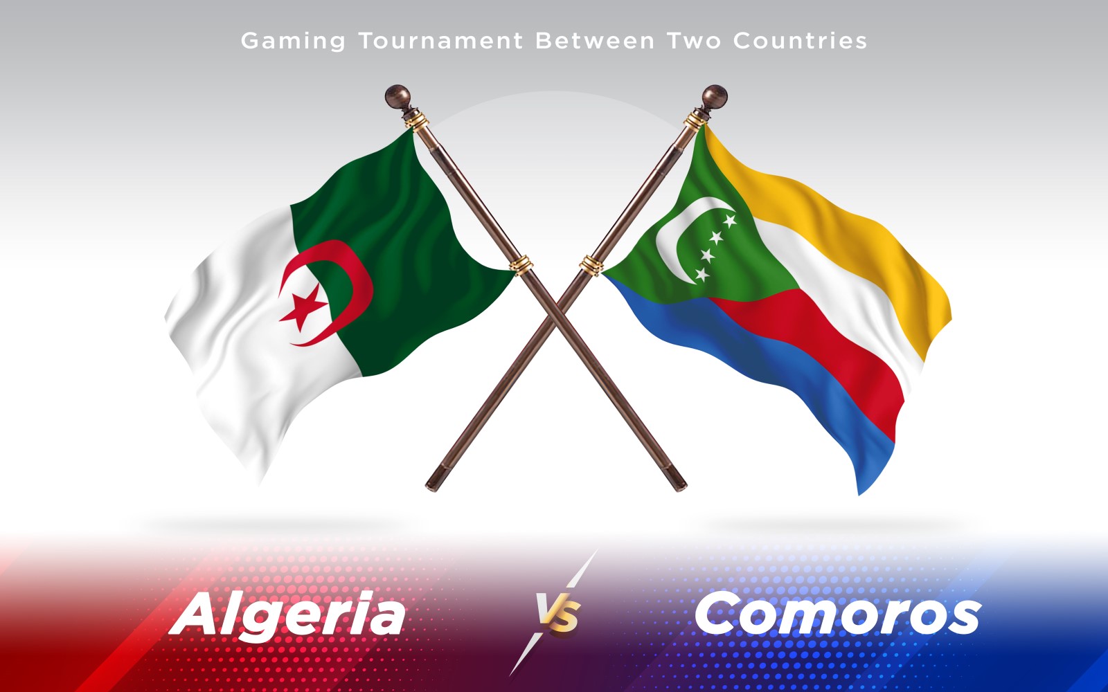 Algeria versus Comoros Two Countries Flags - Illustration