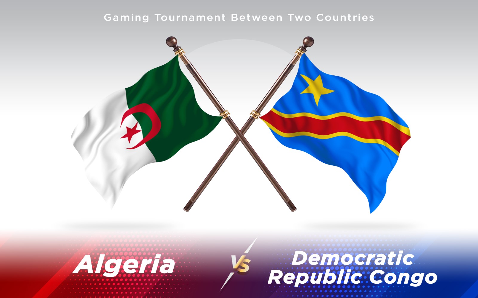 Algeria versus  Democratic Republic Congo Two Countries Flags - Illustration