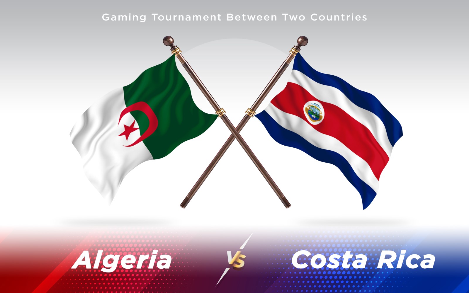 Algeria versus Costa Rica Two Countries Flags - Illustration