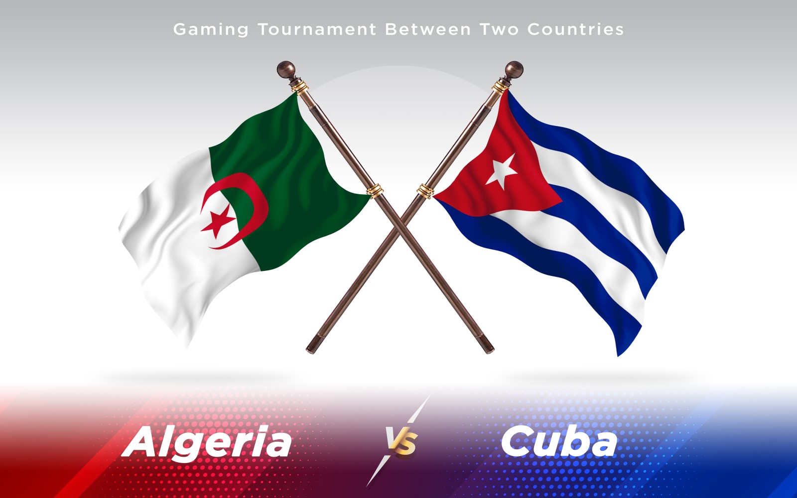 Algeria versus Cuba Two Countries Flags - Illustration