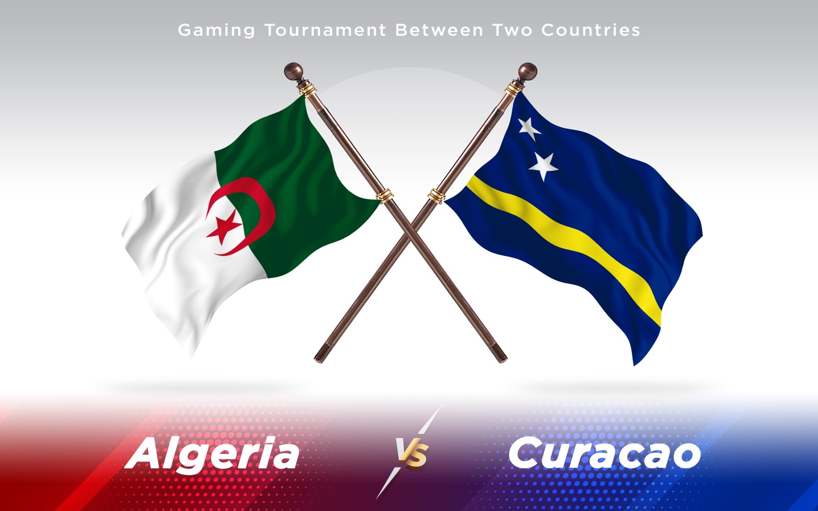 Algeria versus Curacao Two Countries Flags - Illustration