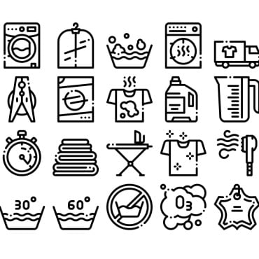 Laundry Service Icon Sets 158971