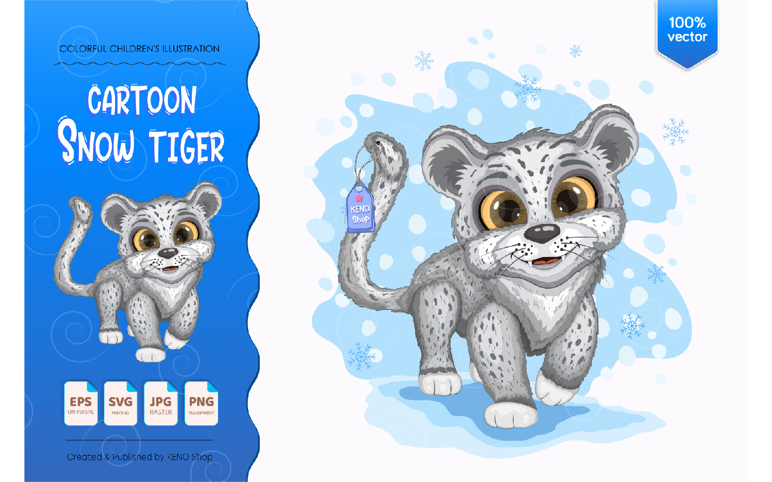 Cartoon Snow Tiger - Vector Image