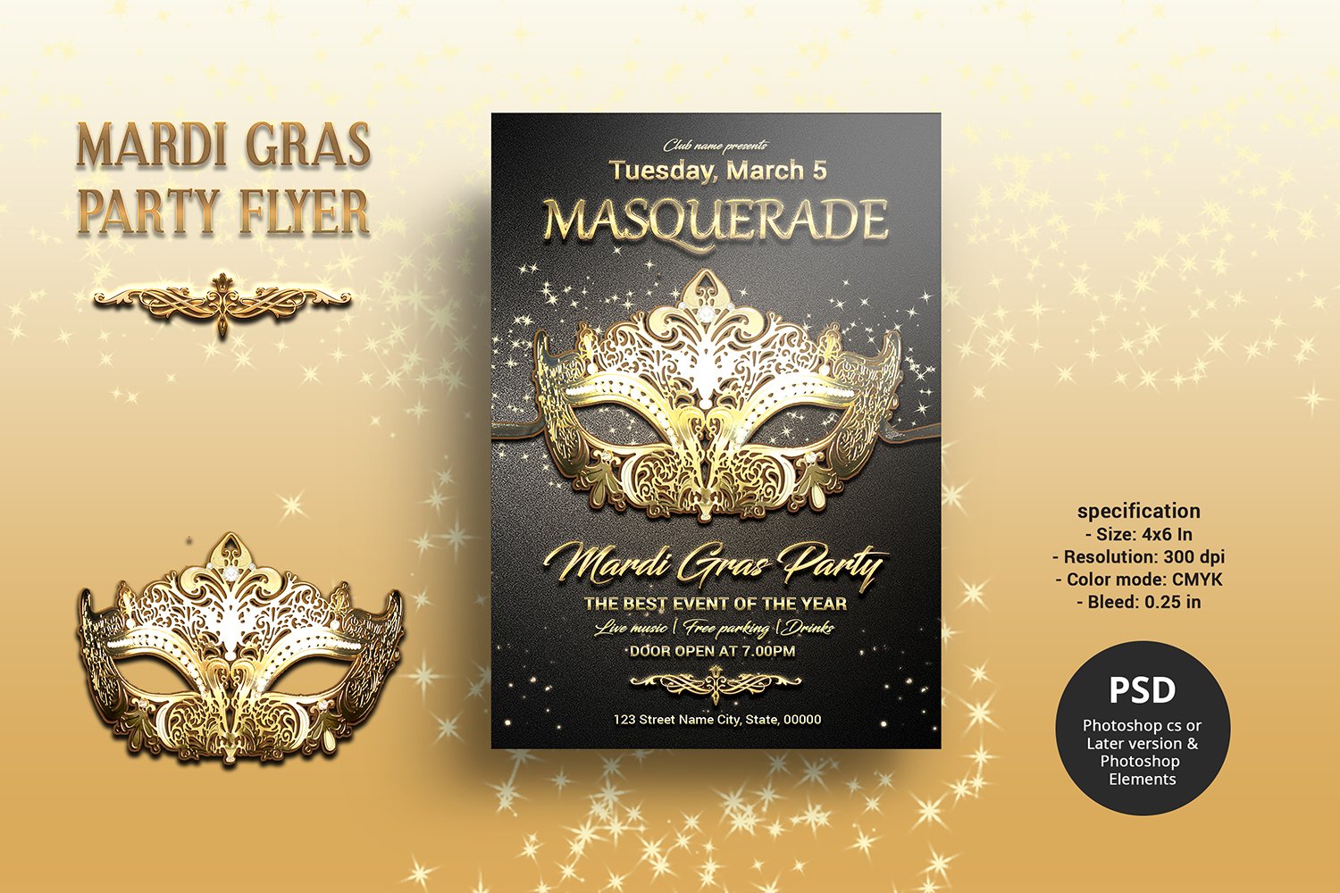 Mardi Gras Masquerade Flyer - Corporate Identity Template