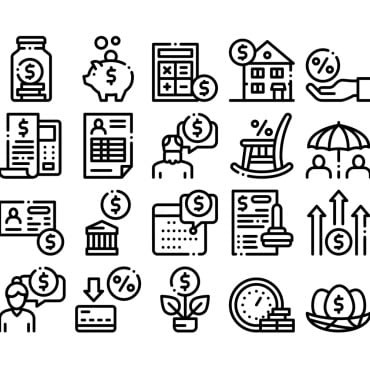 Retirement Save Icon Sets 159622