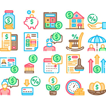 Retirement Save Icon Sets 159634