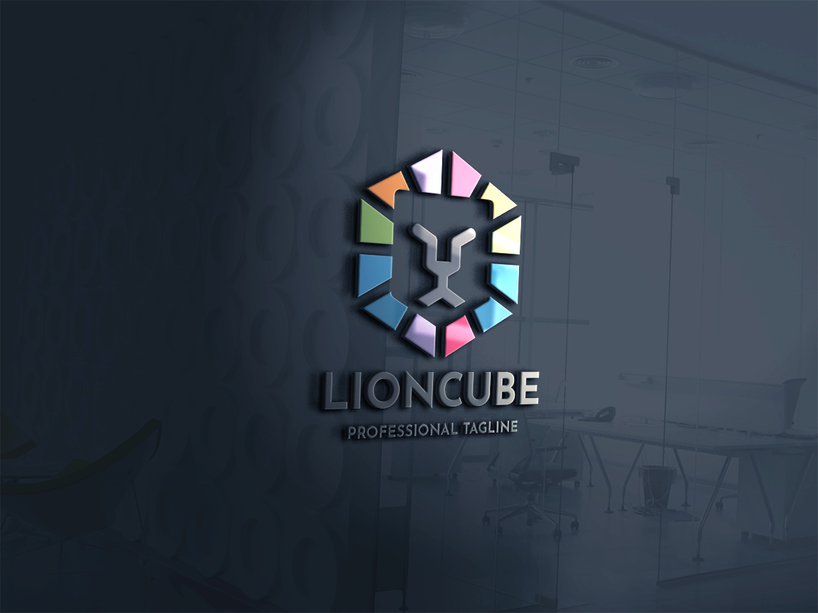Lion Cube Logo Template