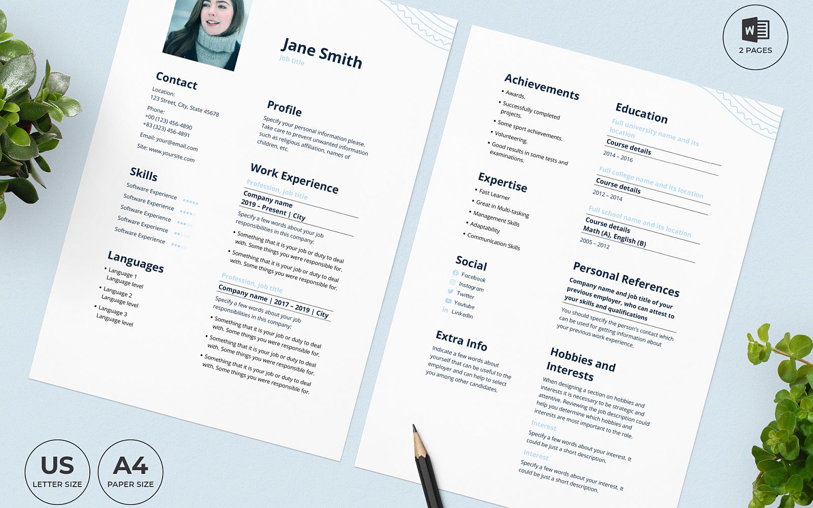 Resort Worker CV Resume Template