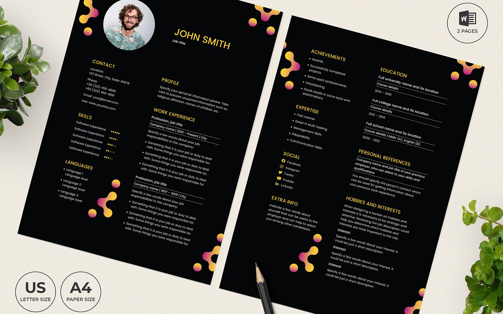 Bartender CV Resume Template