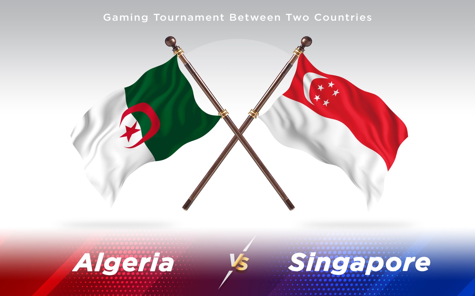 Algeria versus Singapore Two Countries Flags - Illustration