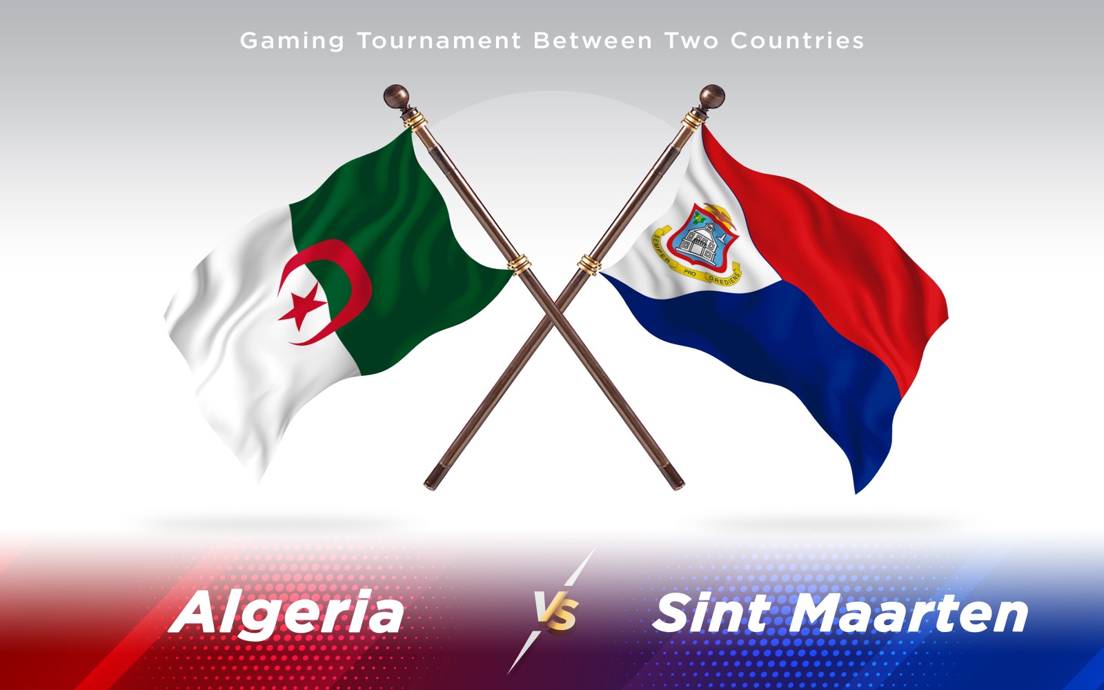 Algeria versus Sint Maarten Two Countries Flags - Illustration