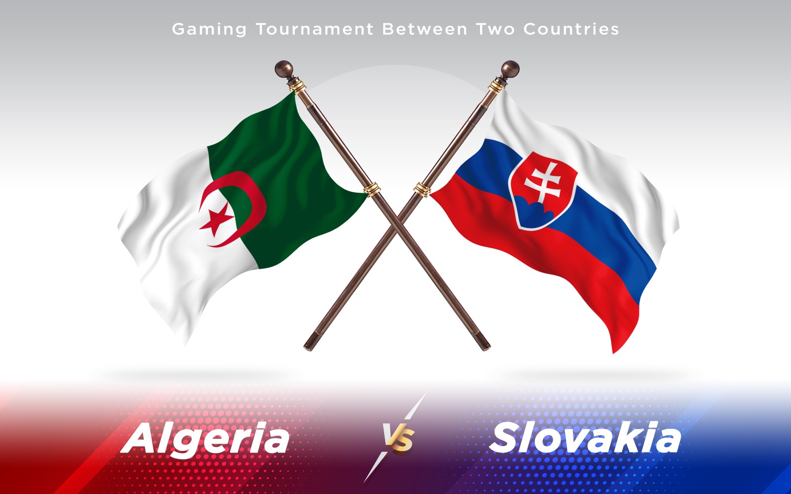 Algeria versus Slovakia Two Countries Flags - Illustration