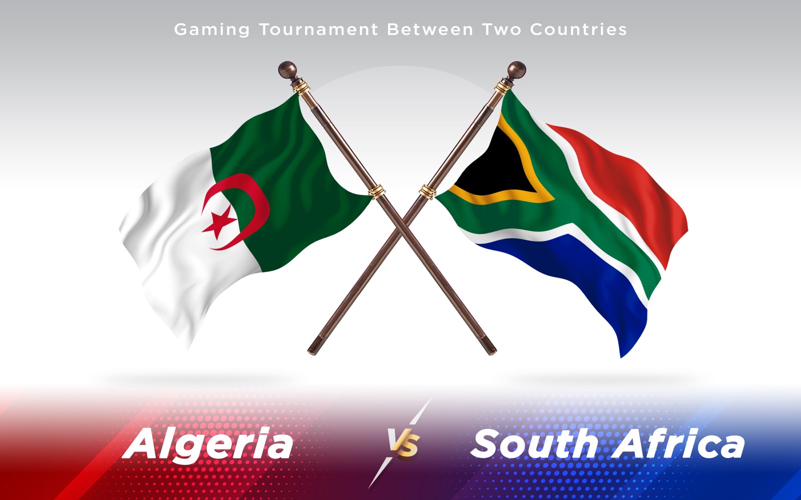 Algeria versus South Africa Two Countries Flags - Illustration