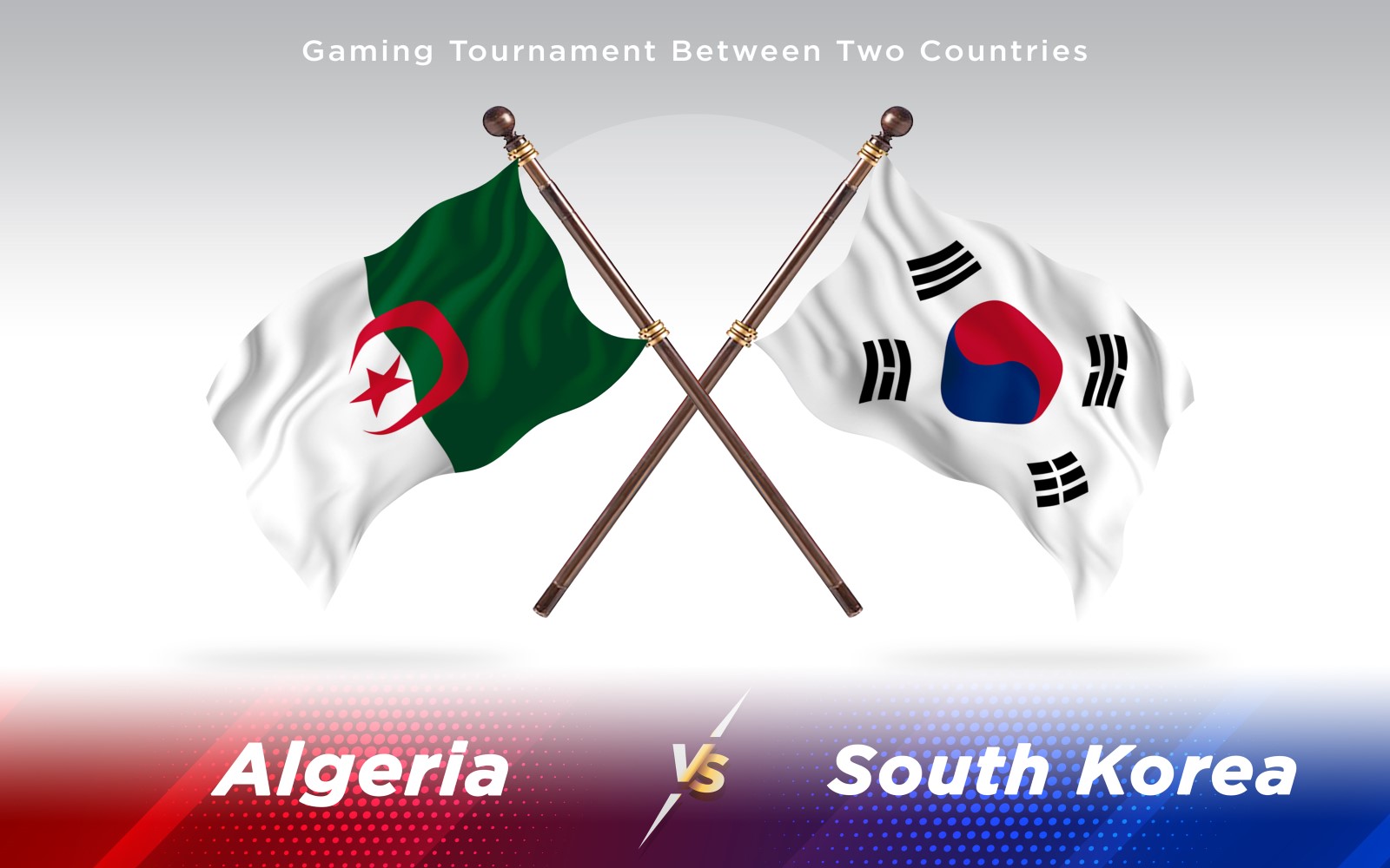 Algeria versus South Korea Two Countries Flags - Illustration