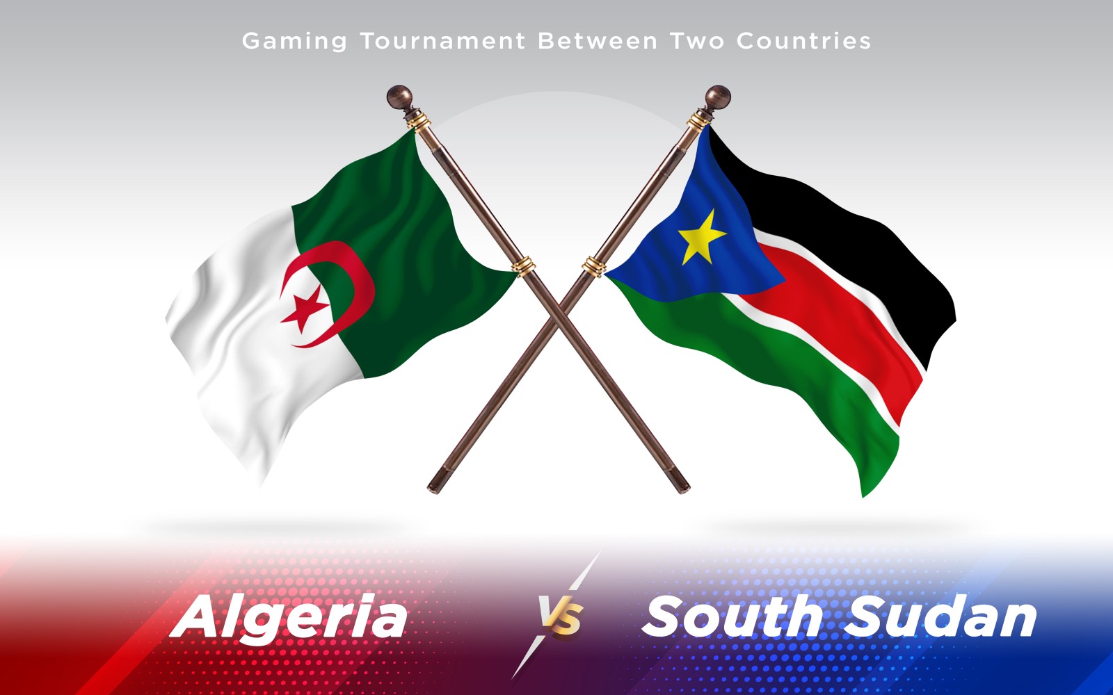Algeria versus South Sudan Two Countries Flags - Illustration