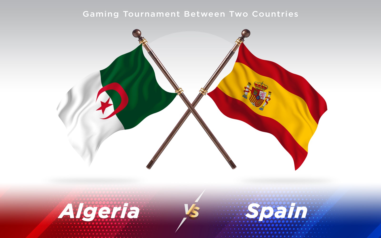 Algeria versus Spain  Two Countries Flags - Illustration