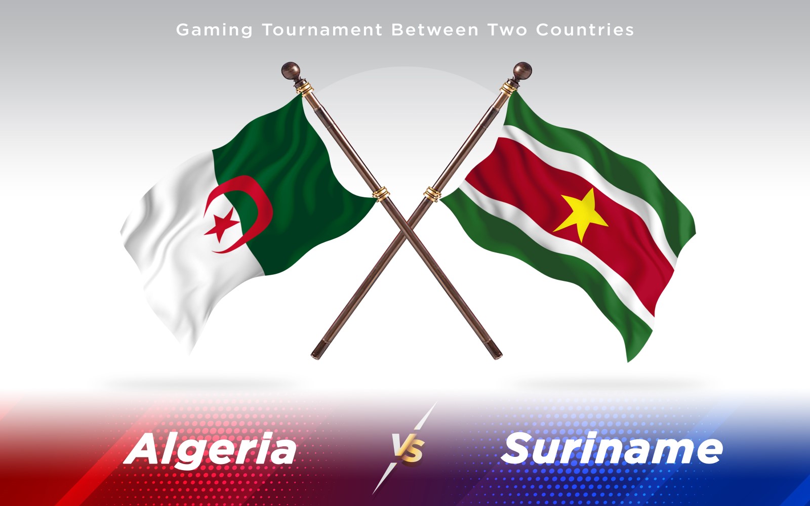 Algeria versus Suriname Two Countries Flags - Illustration