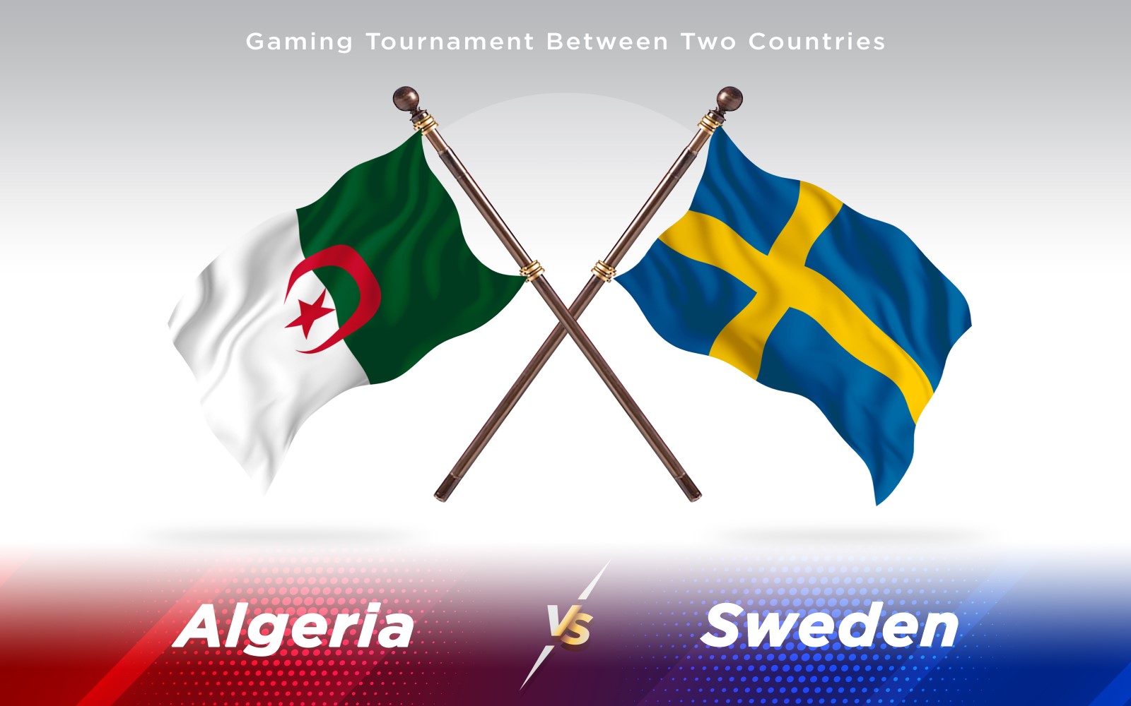 Algeria versus Sweden Two Countries Flags - Illustration