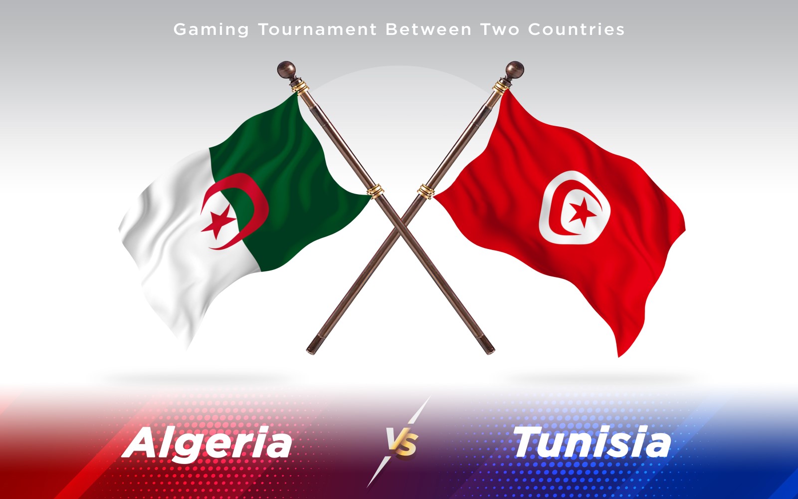 Algeria versus Tunisia Two Countries Flags - Illustration