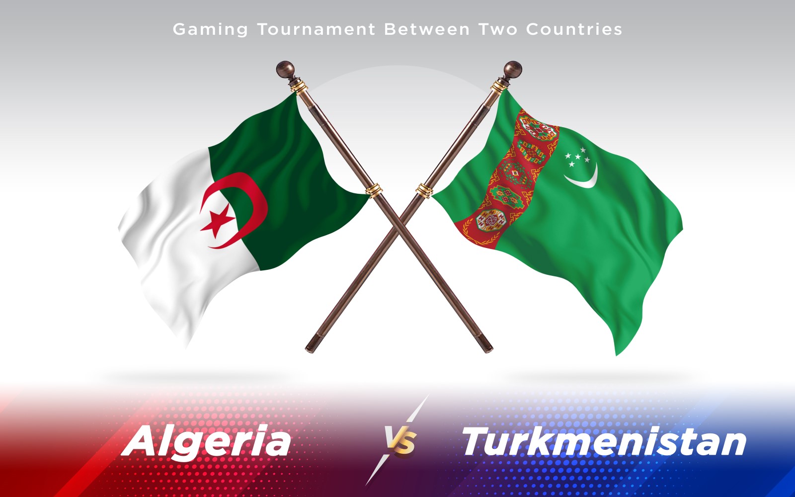 Algeria versus Turkmenistan Two Countries Flags - Illustration