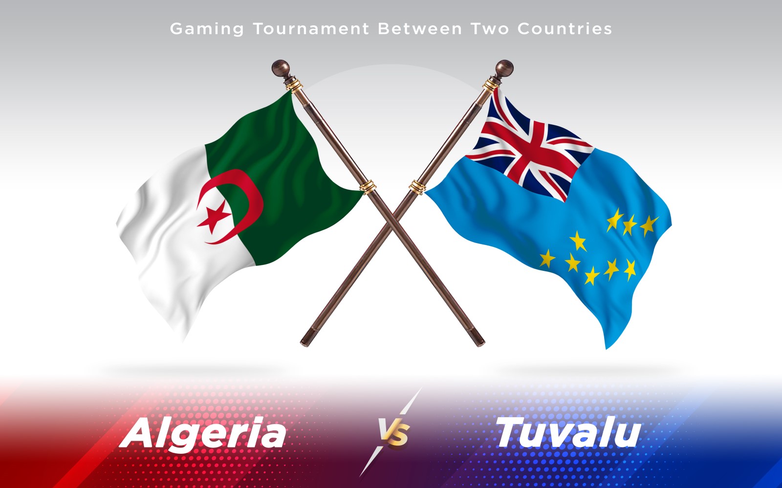 Algeria versus Tuvalu Two Countries Flags - Illustration