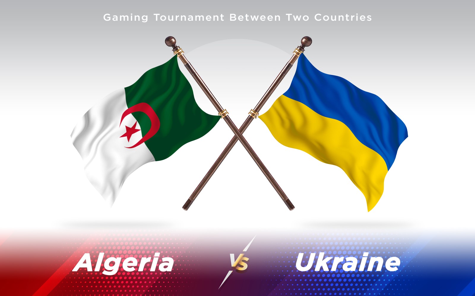 Algeria versus Ukraine Two Countries Flags - Illustration