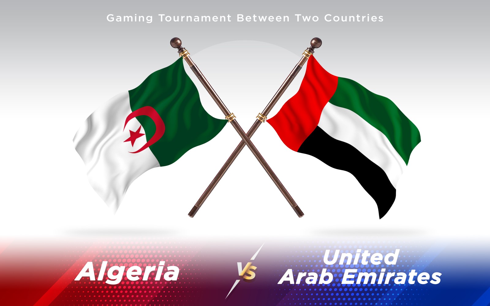 Algeria versus United Arab Emirates Two Countries Flags - Illustration