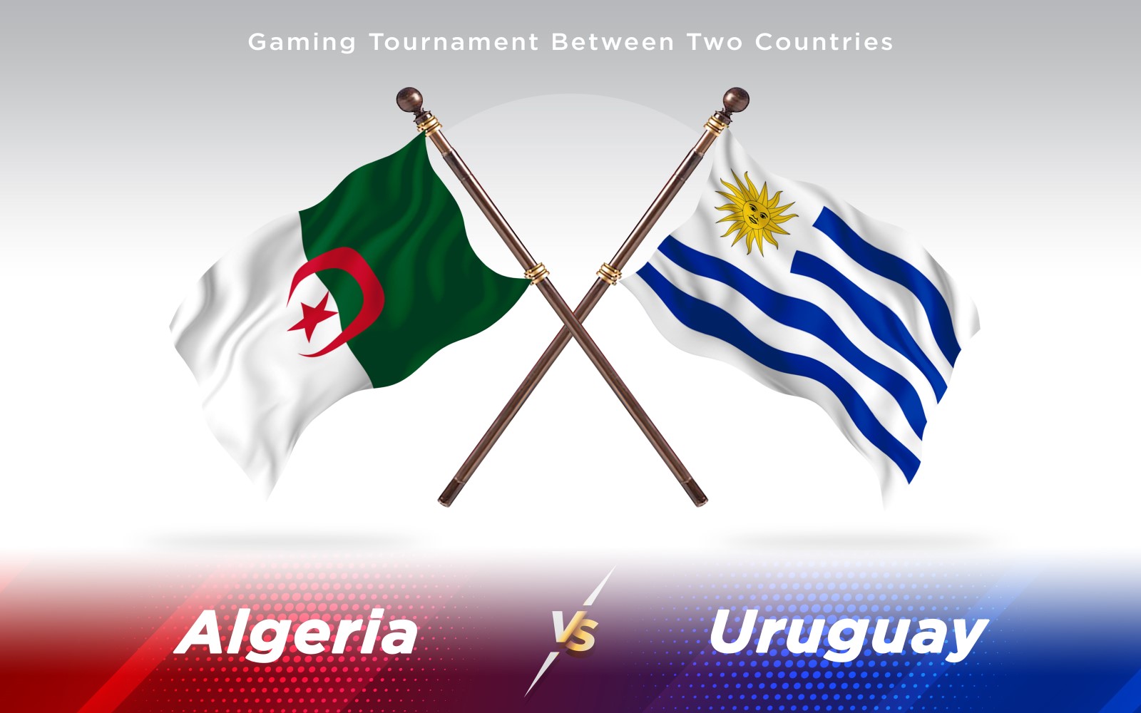 Algeria versus Uruguay Two Countries Flags - Illustration
