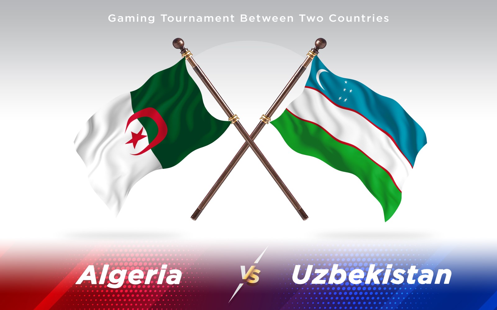 Algeria versus Uzbekistan Two Countries Flags - Illustration