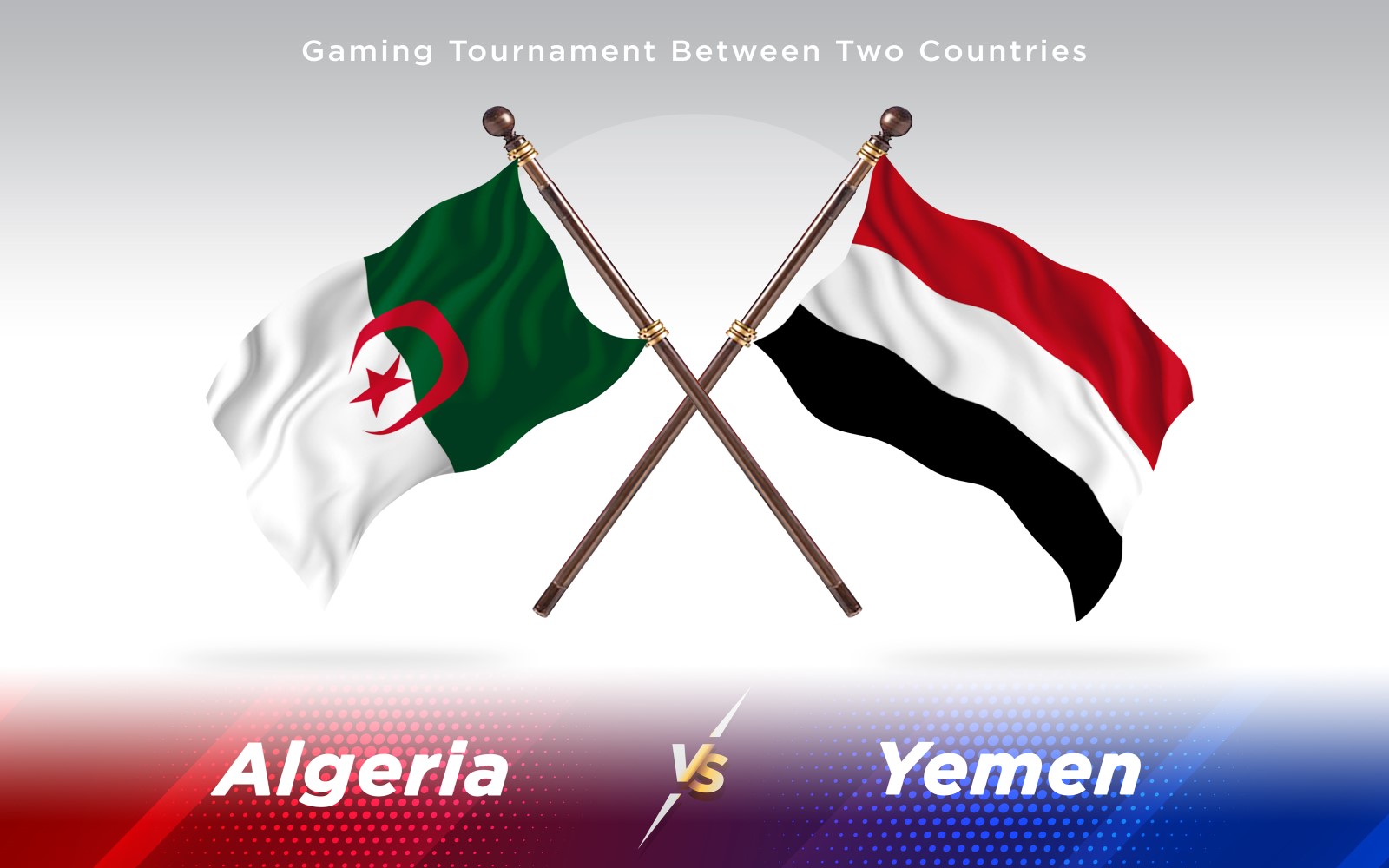 Algeria versus Yemen Two Countries Flags - Illustration