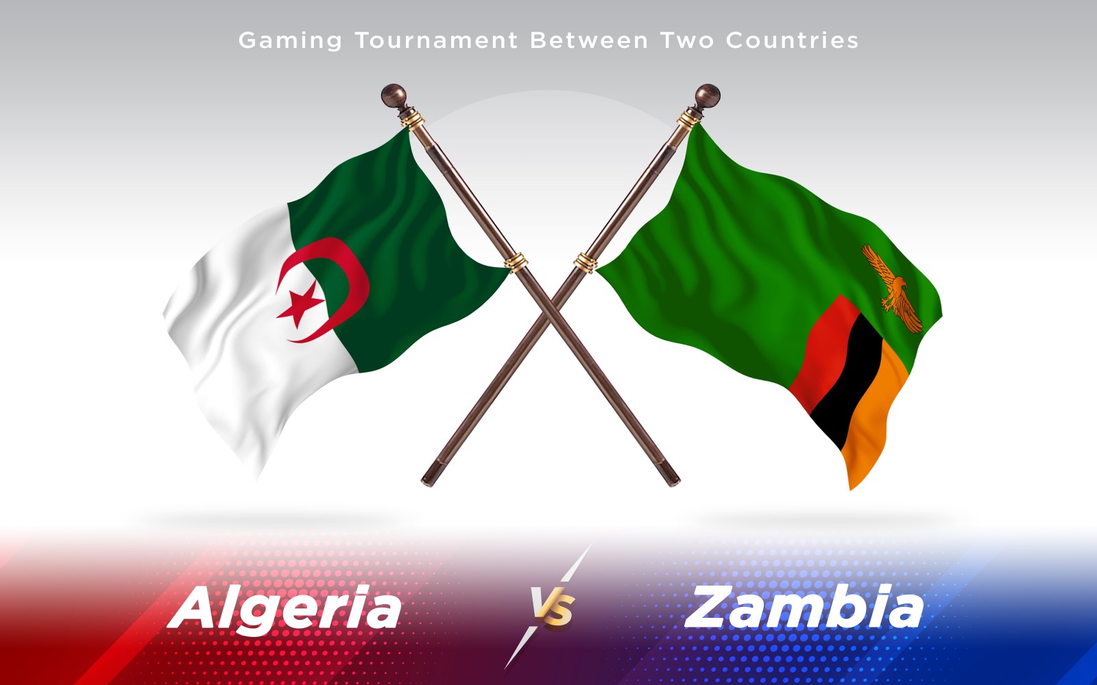 Algeria versus Zambia Two Countries Flags - Illustration