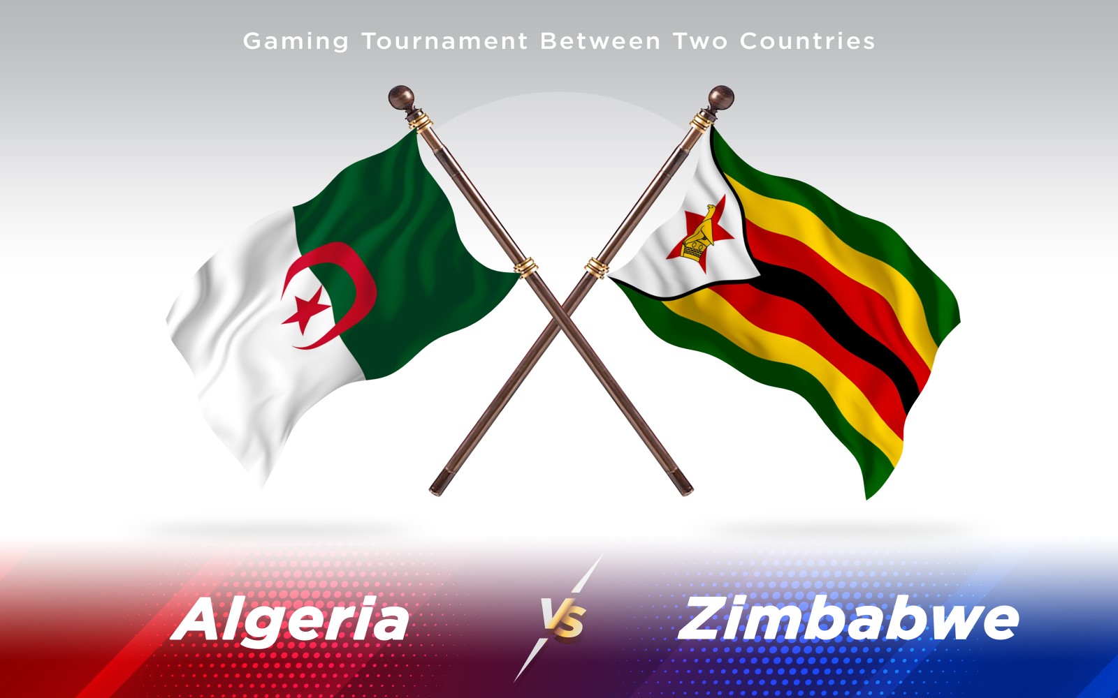 Algeria versus Zimbabwe Two Countries Flags - Illustration