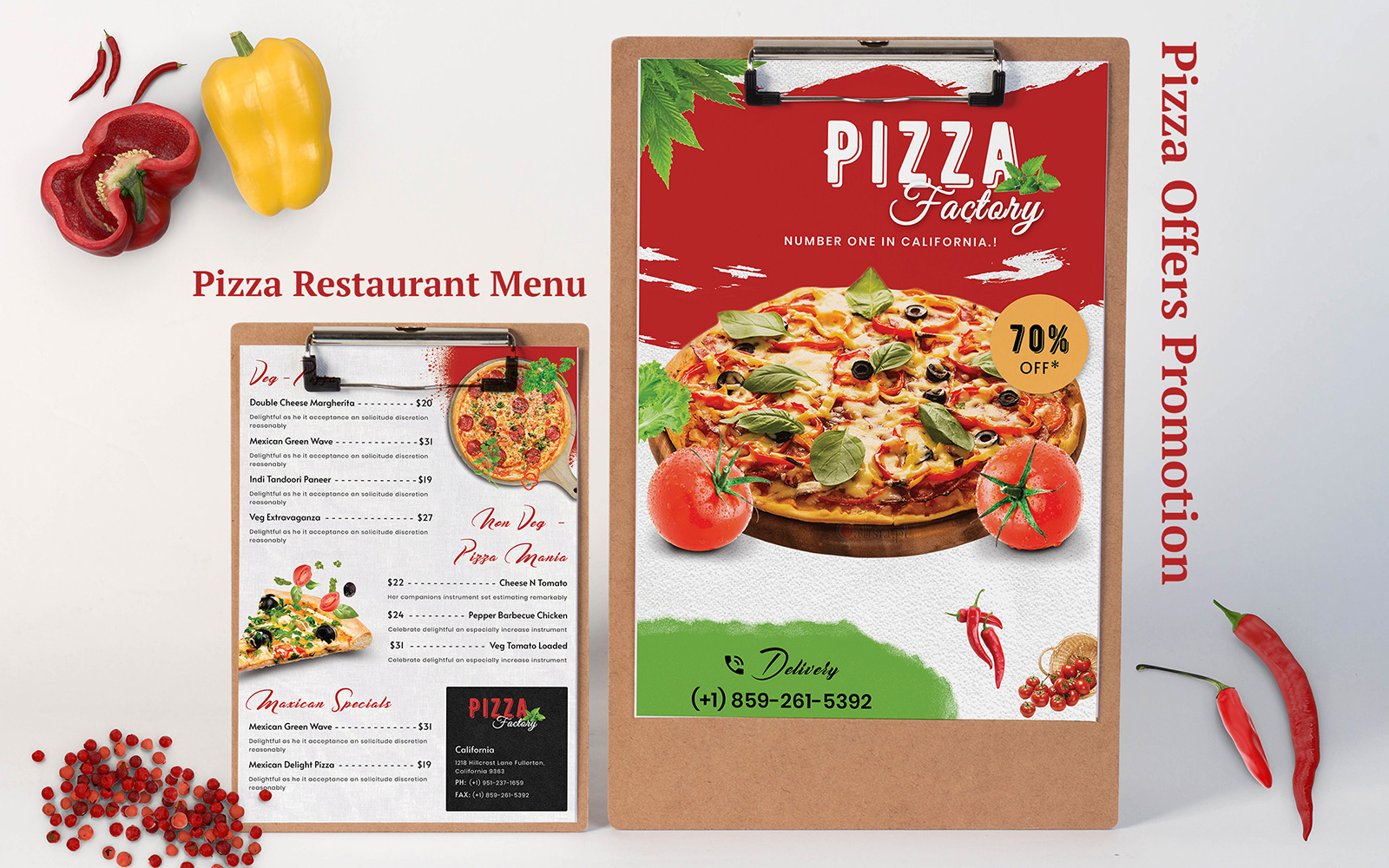 Pizza Restaurant Menu - Corporate Identity Template