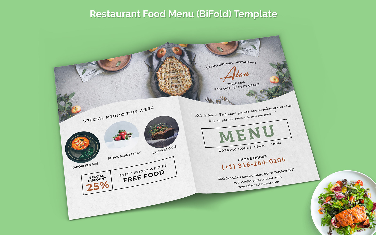 Restaurant Food Menu Bifold - Corporate Identity Template