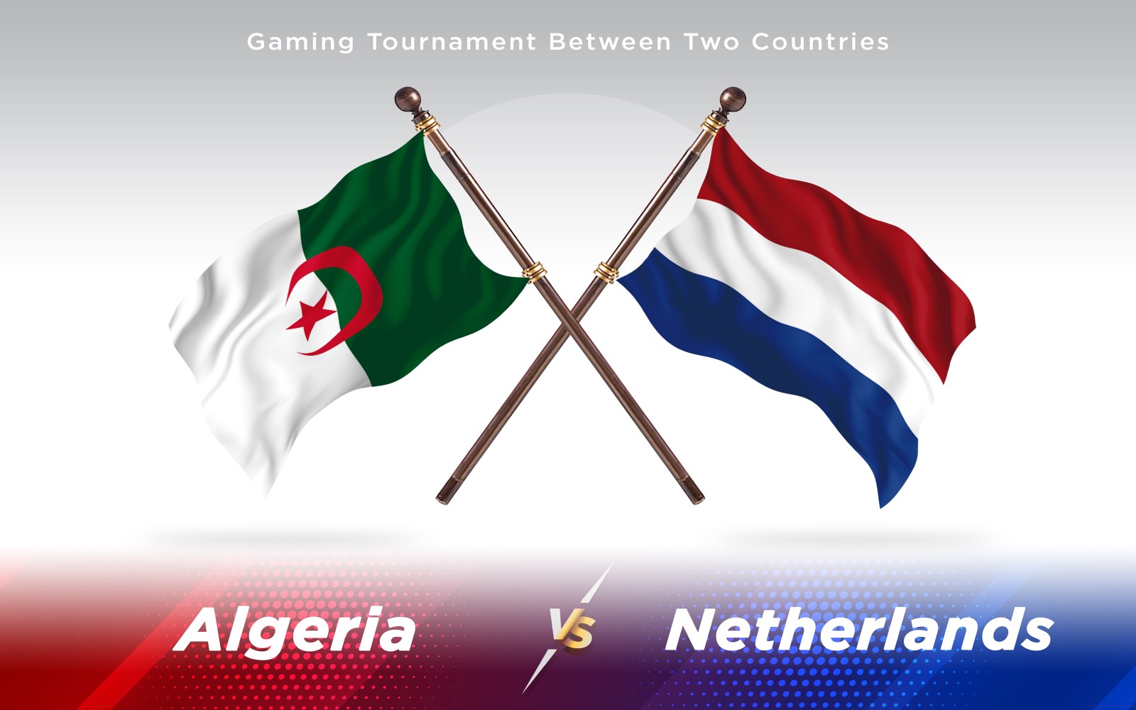 Algeria versus Netherlands Two Countries Flags - Illustration